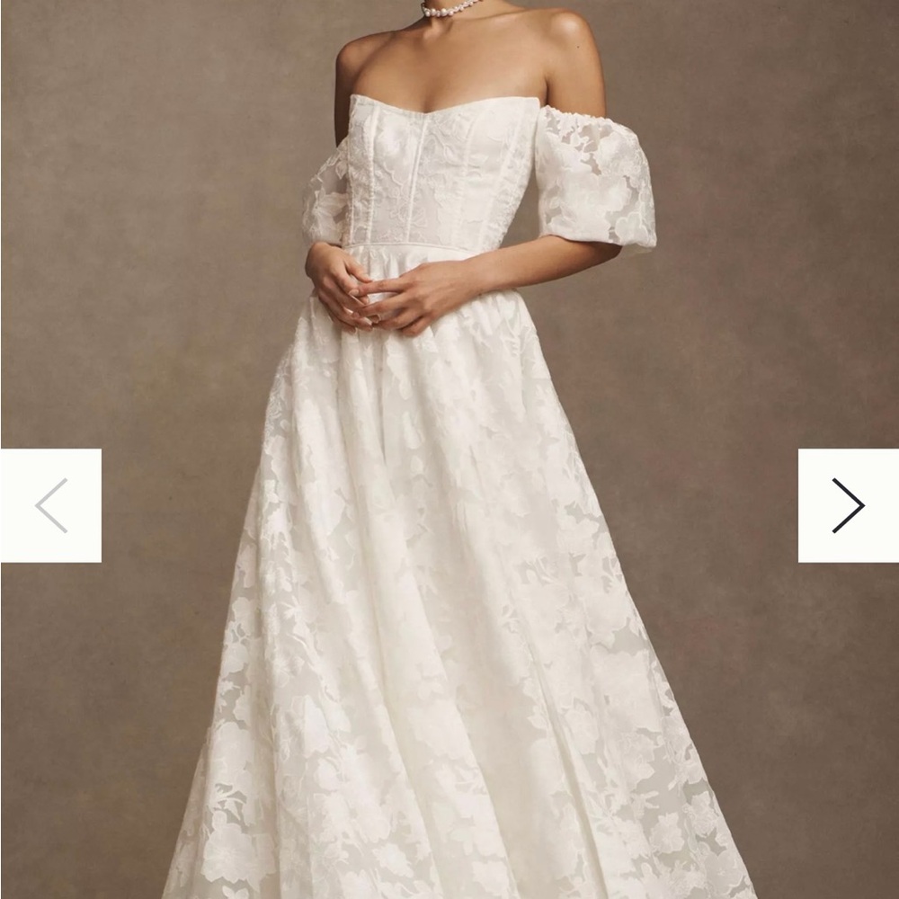 Jenny by Jenny Yoo Holden Off-The-Shoulder Corset Floral Lace Ball-Skirt Wedding